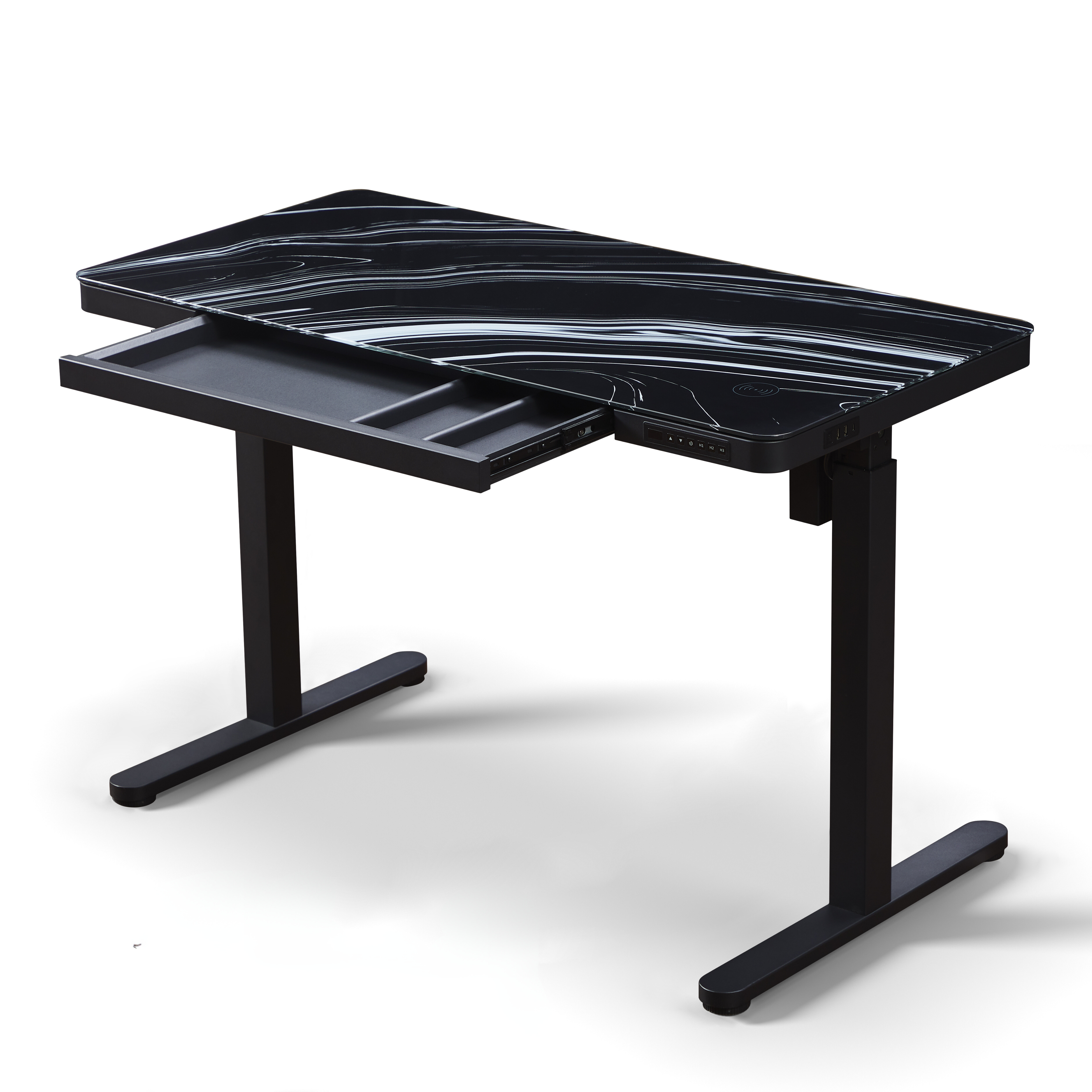 Mrable Glass Stand Up Desk