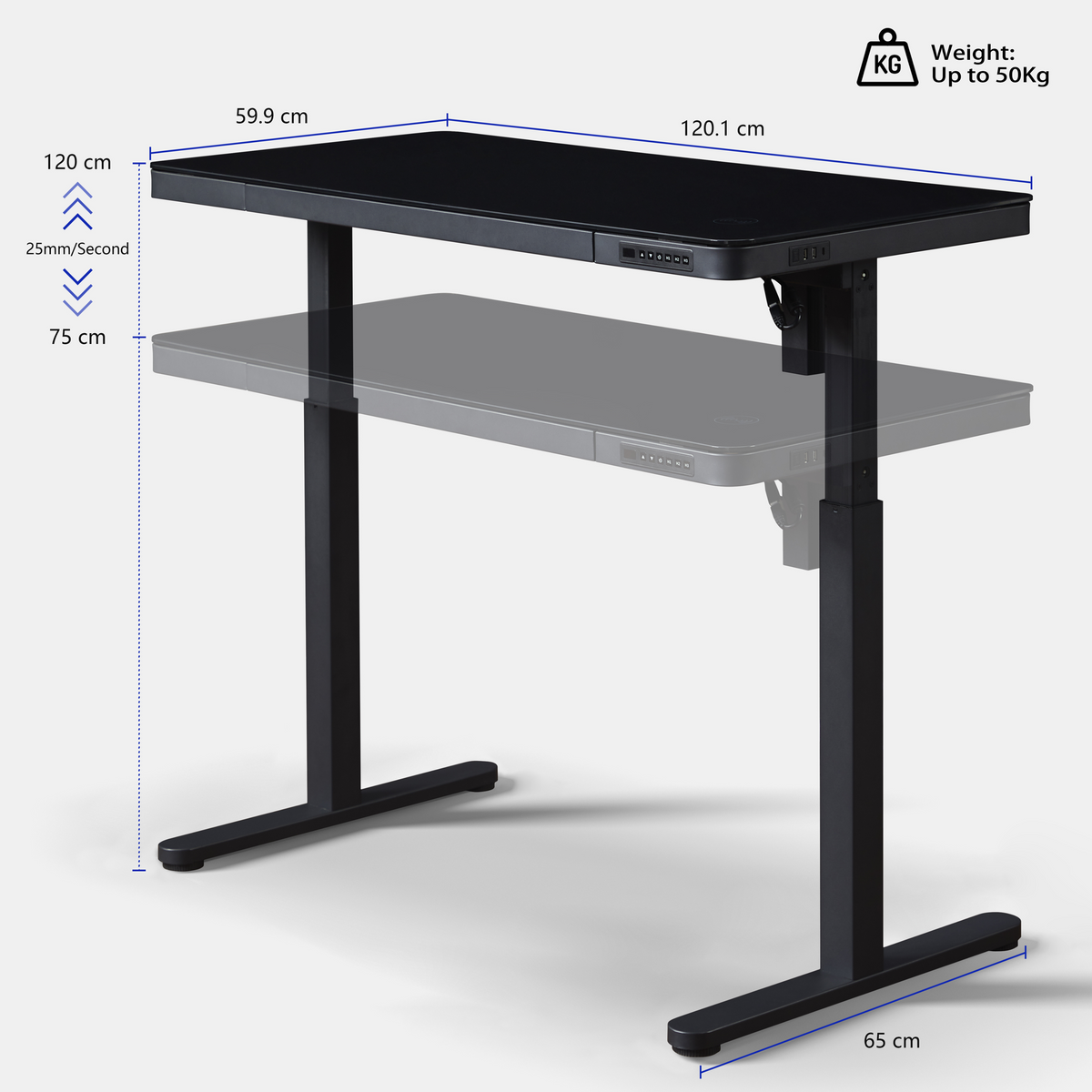 Glass Top Standing Desk with Drawers | Wireless Charging UK – KOWO