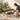 Brown rattan coffee table with open lower storage shelf