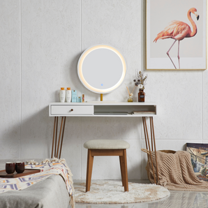 Stylish hairpin desk adds charm with its classic white tabletop and gold metal base. It's a perfect addition to your bedroom or dressing room for an elevated look!
