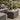 Dark Brown finish outdoor rattan storage coffee table with tempered glass top